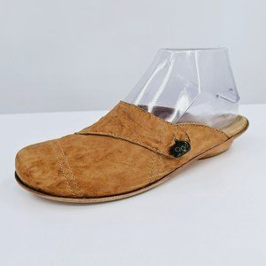 Salpy Slip Ons Slides Mules 6 Soft Camel Tan Leather Bead Embellished Handmade